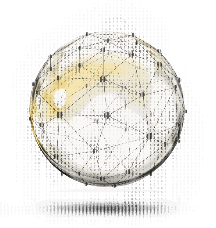 ScriptBook AI technology — glass sphere with geometric network dome